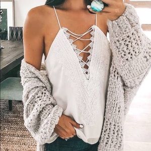 WAYF Women's Posie Lace Trim Cami